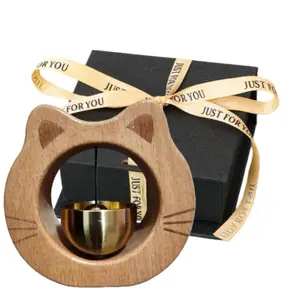 Cat Dingdong doorbell, decorative home dopamine wind chime, wooden reminder hanging doorbell, suitable for various door frames, door and window matching gift boxes, party gift giving gifts