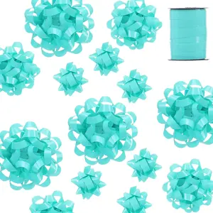 25 count Gift Bows Assortment - 3 Size Gift Bowsand 1 Crimped Curling Ribbons,  for Christmas, Holiday,Birthdays, Weddings, /Bridal Showers, Party (Blue)