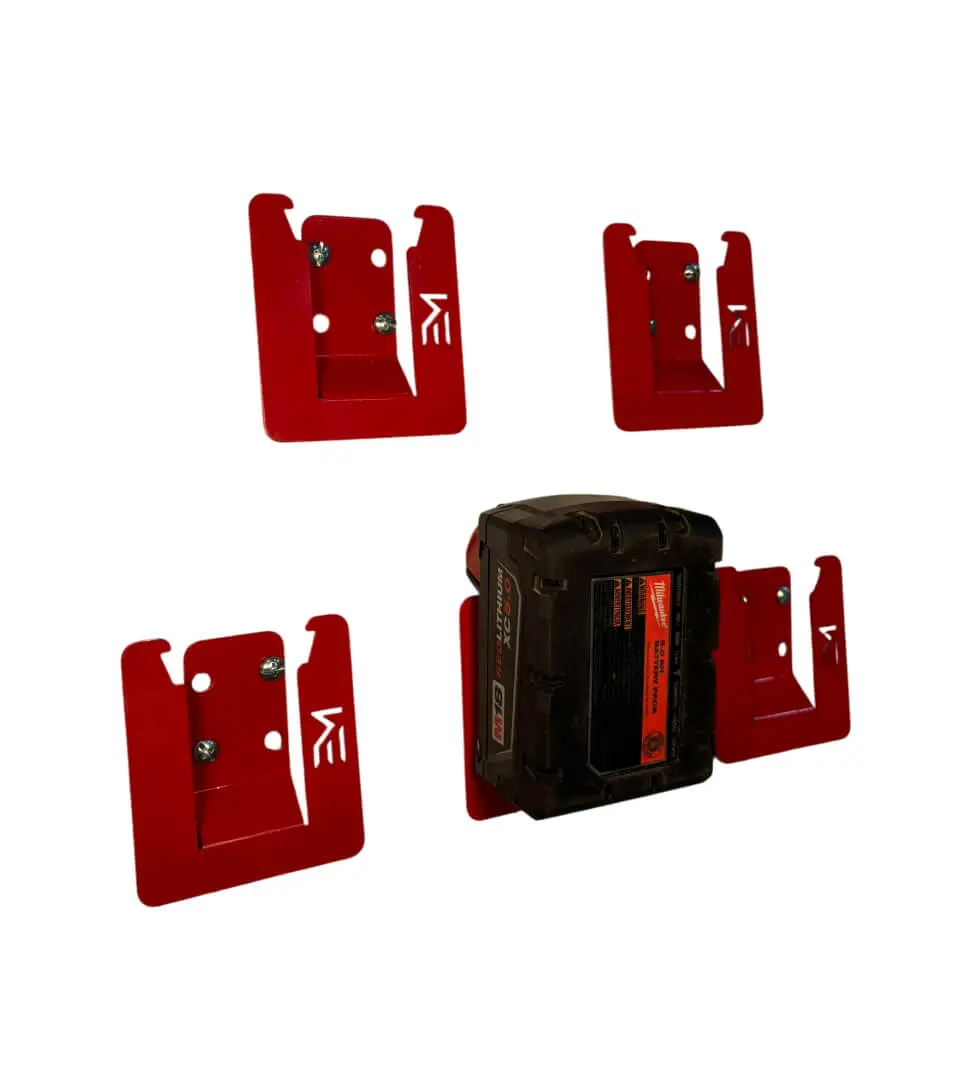 Battery Holders 5-Pack - Compatible with Milwaukee 18v Battery - Red Durable Storage Solution for Power Tools Secure & Convenient