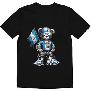 Fashion Designer Cotton Graphic T-Shirt with Guatemala Flag Bear Tee, Crewneck Casual Design, Ideal for Everyday Wear, Tropical Men's Gifts Black Top