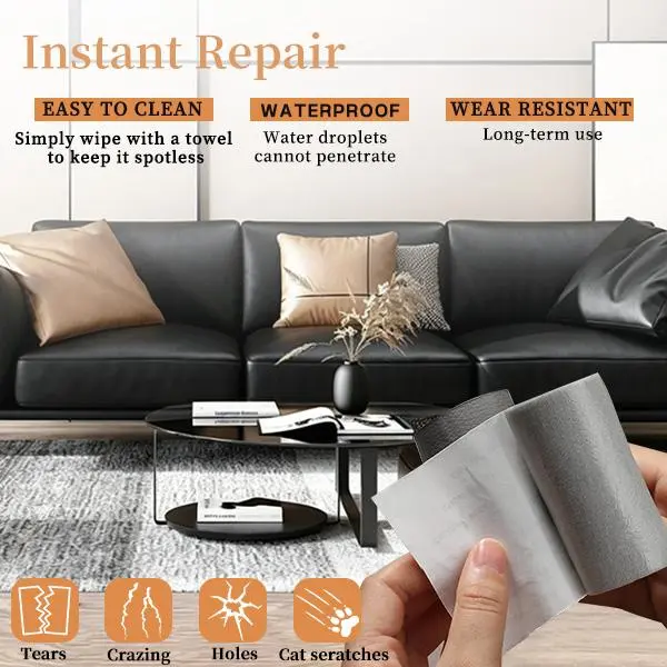 Peel-Stick Adhesive Leather Fabric Repair Patch - Dark Brown Fine Grain, Cuttable Sizes (17*79in & 3*60in), Waterproof Smooth Finish, Durable Home Furniture Fix for Cracks/Peeling/Scratches, Wide Compatibility, Easy DIY