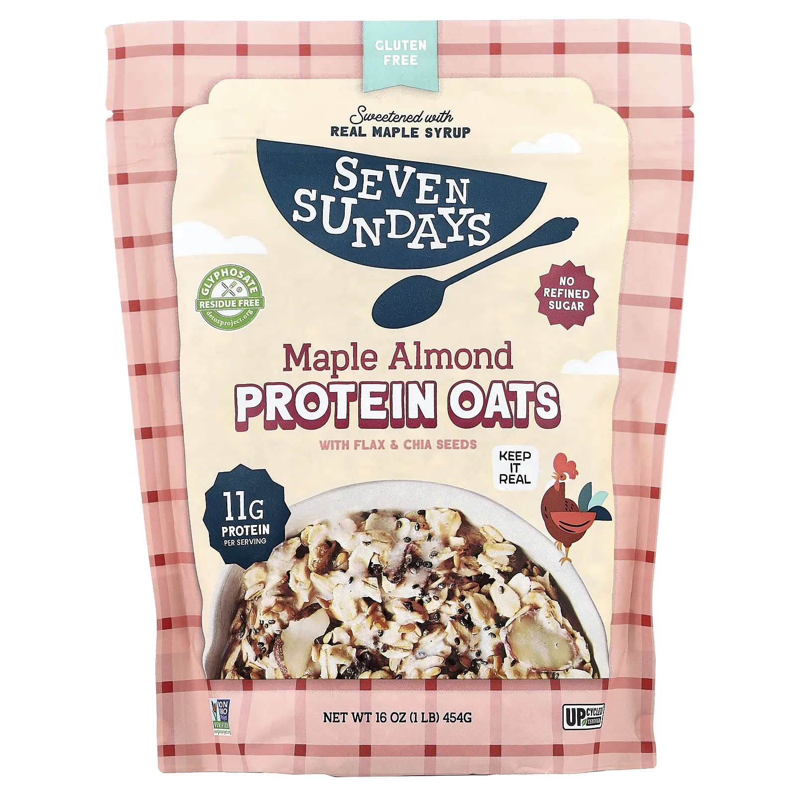 Seven Sundays Protein Oats With Flax & Chia, Maple Almond, 16 oz (454 g)