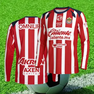 2526 Chivas De Guadalajara Home Red Long sleeves Top Football Soccer Jerseys Liga Mx