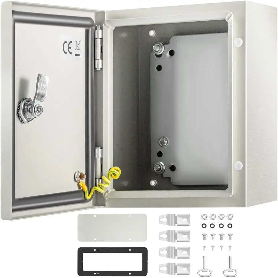 VEVOR NEMA 4X Metal Electric Enclosure, 10x8x6 Inches (10 x 8 x 6 inch, 10x 8x 6'') Waterproof Case, IP66 Rated Water-Dust Resistant, with Mounting Plate, for Outdoor & Indoor Use