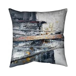 Begin Home Decor 5541-1616-AB6 16 x 16 in. White Industrial Shapes Pillow - Texturized Paint Stripe Decor