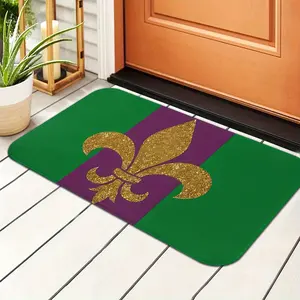PAUSEBOLL Mardi Gras Welcome Doormat Non-Slip Seasonal Entry Mat, Outdoor Carpet, Indoor Front Door Kitchen Balcony Decor, Machine Washable Polyester