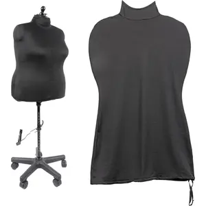 Dress Form Cover, Large, Black, 100% Polyester 4-Way Stretch Fabric, Protects and Fits Adjustable Dress Forms and Sewing Mannequins, Smooth Surface for Draping and Tailoring