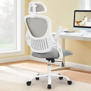 High-Back Ergonomic Mesh Office Chair Rolling Wheels Adjustable Headrest Lumbar Support Black