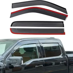 Slim Style Low Profile Vent Visor for 2015-2026 Ford F150 & 2017-2026 F-150 Raptor Crew Cab, Outside Mount Aerodynamic Rain Guards Deflectors, Tape-on Installation Truck Accessories