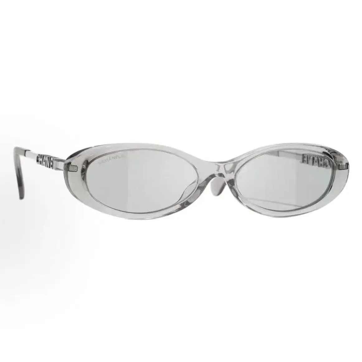 Pre-owned Brand New,CHANEL Transparent Gray Oval Y2K Sunglasses