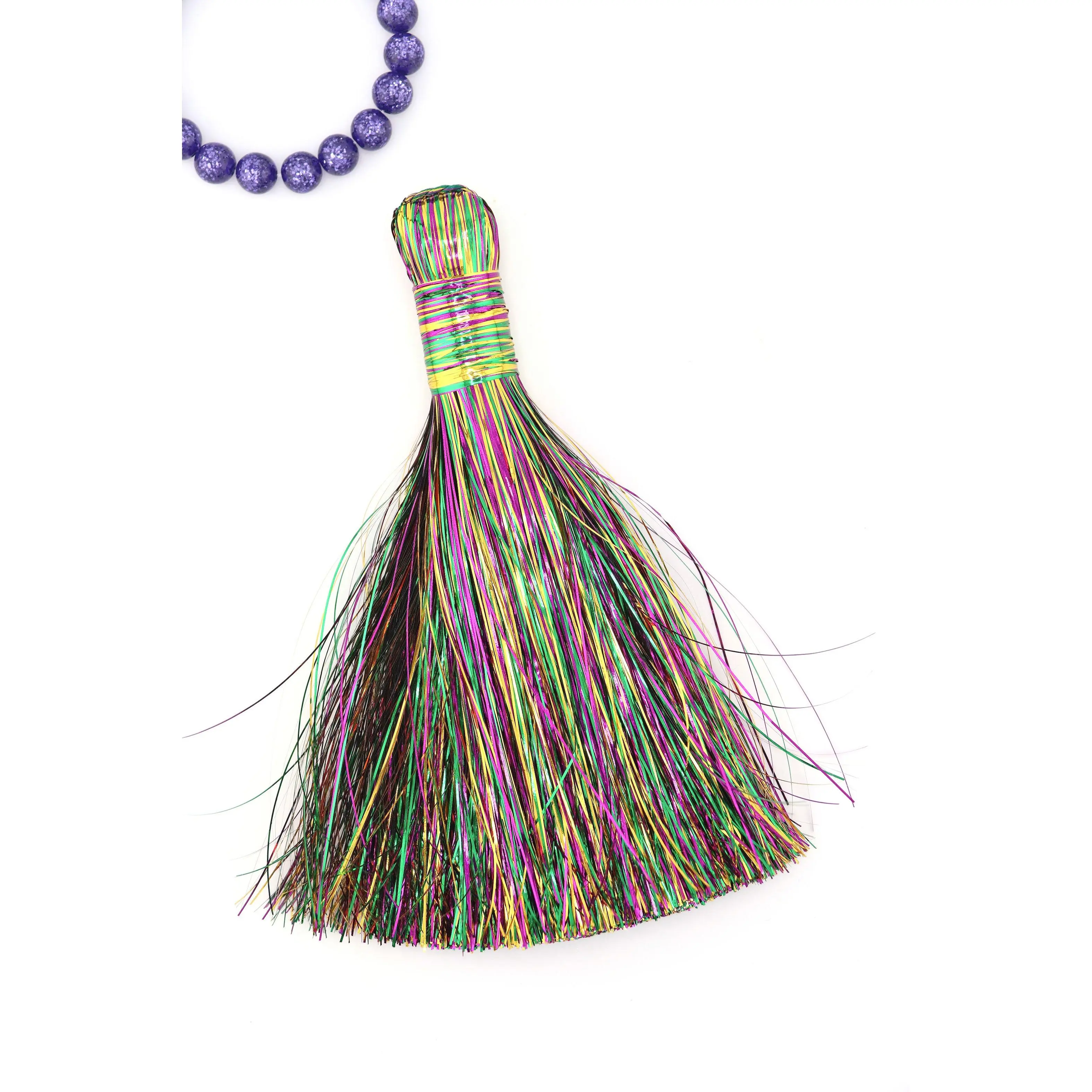 Jumbo Majorette Mardi Gras Tinsel Tassels, 5.5" Metallic Boot Tassels
