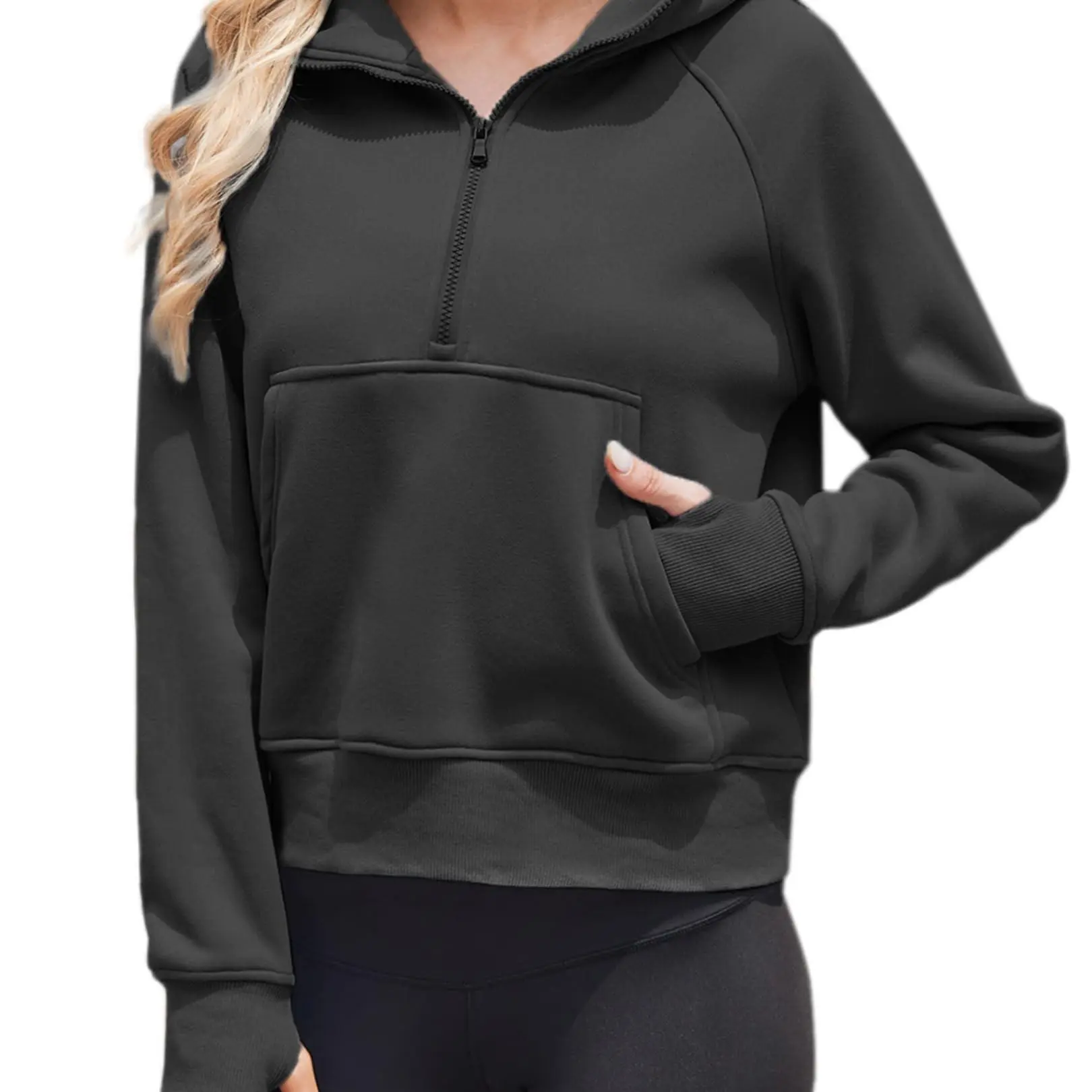Womens Sweatshirts Half Zip Cropped Hoodies Fleece Pullover Quarter Zip Up Fall Outfits Clothes Spring