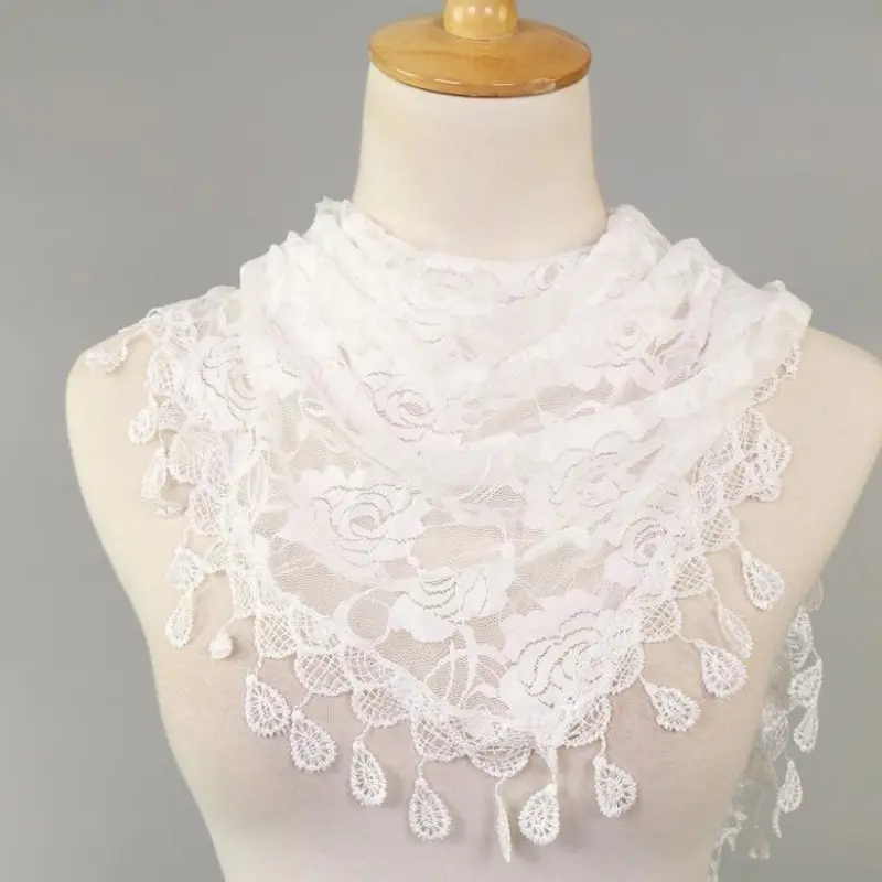 Vintage Floral Lace Triangle Mantilla Head Covering Veil 6 Pack, Lightweight Lace Shawl Scarf for Women Wedding Formal Events