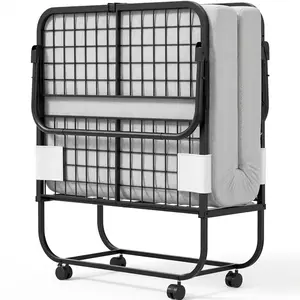 Homieasy Twin Size 38" Folding Bed With Mattress - Portable Rollaway Bed for Adults,  With Storage Cover