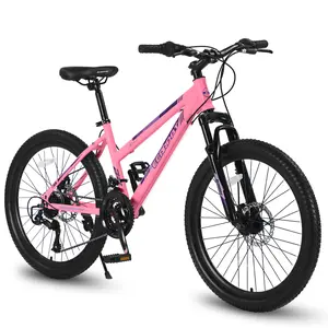 S26103 26 Inch Mountain Bike for Teenagers Girls Women Shimano 21 Speeds Dual Disc Brakes 100mm Front Suspension Ergonomic Steel Frame