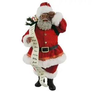 10″ Black Traditional Santa with List