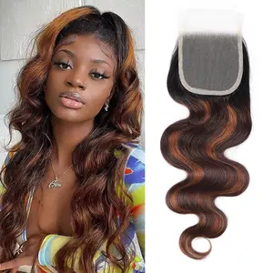 4×4 lace Ombre Body Wave Frontal T1b 4 30 Highlight Body Wave Closure 4x4 Inches 12-20 Inch Wigs Wavy Long Hair