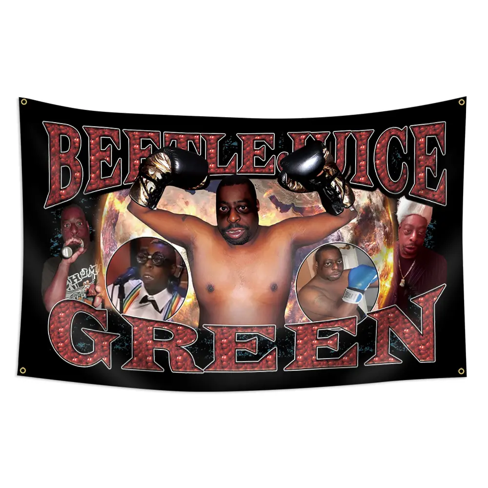 Casual Polyester Beetlejuice Boxing Theme Tapestry Wall Decor - 1pc, Multi-Size (2x3ft/60x90cm or 3x5ft/90x150cm), 4 Grommets, Single-Sided Printing, Durable for Home, Party, Bar Decorations, Printed