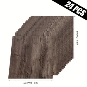 Self-Adhesive 24-Piece Wall Sticker, Vinyl Floor Sticker 30x30 Cm, Weather Resistant Vinyl, Waterproof, Wear-Resistant, Grain Effect, Easy Peel and Paste, Self Adhesive Tiles