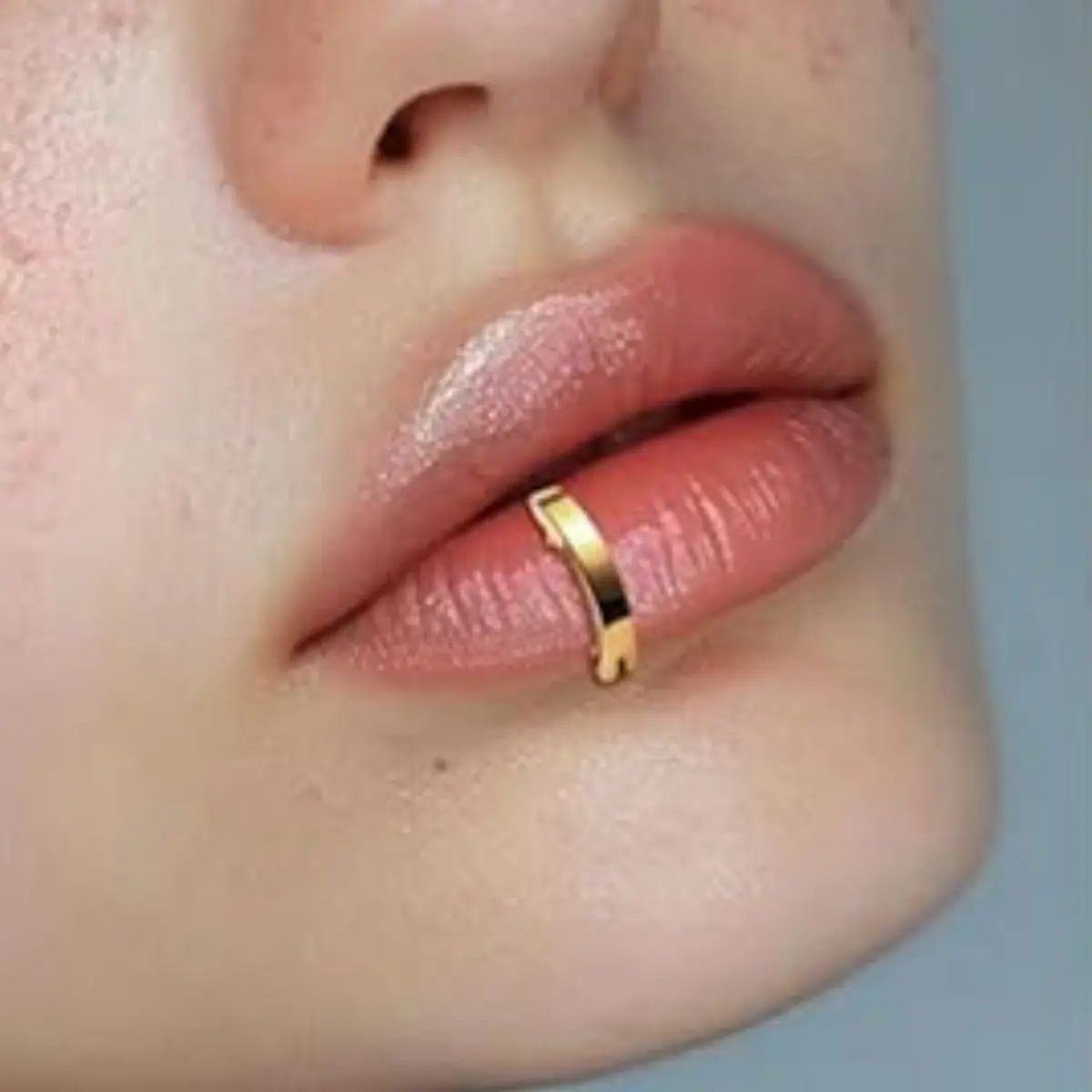 16G Titanium Labret Stud Vertical Lip Piercing Jewelry Gold Hoop for Eyebrow Belly Button