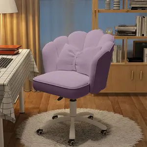 【Black Friday】 Vanity Cute Petal Desk Chair Office Chair, Modern Fabric Home Butterfly Chairs Height Adjustable Chair Makeup Chairs Computer Chair