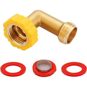 Lead-Free Brass 90 Degree Hose Saver Hose Elbow Fitting Quick Swivel Connect Adapter Thread Size 3/4" Connectors
