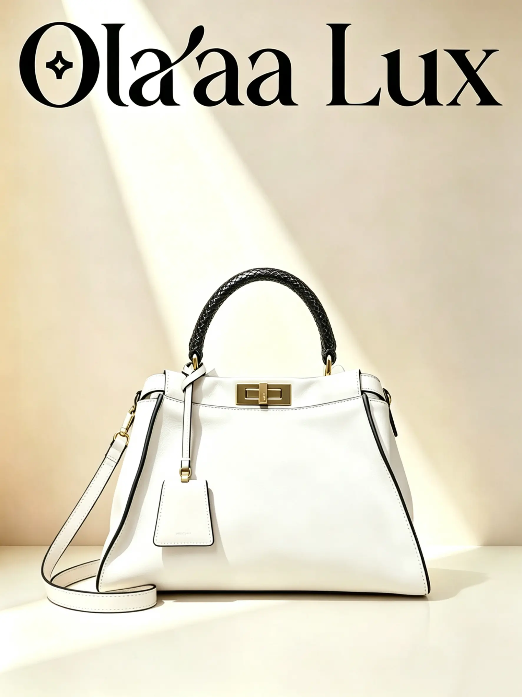 Pre-owned FENDI Off White Peekaboo Satchel Bag, Black Woven Top Handle Gold FF Lock Detachable Crossbody Strap Shoulder Purse C19499098318