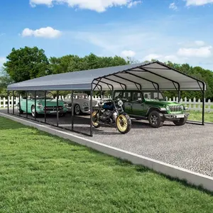 20'x40' Heavy Duty Metal Carport, Galvanized Steel Roof with Reinforced Frame, Storage Shelter for Cars & Tractors