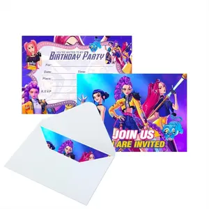 Demon Movie Hunters Birthday Invitation Cards Gift Cards with Envelopes for Party Supplies 16pcs Cute Design Thick Sturdy Paper Easy Write On Special Events