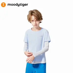 moodytiger Kids 2-in-1 Long Sleeve Tee for Boys with Breathable Moisture Wicking and Quick Dry