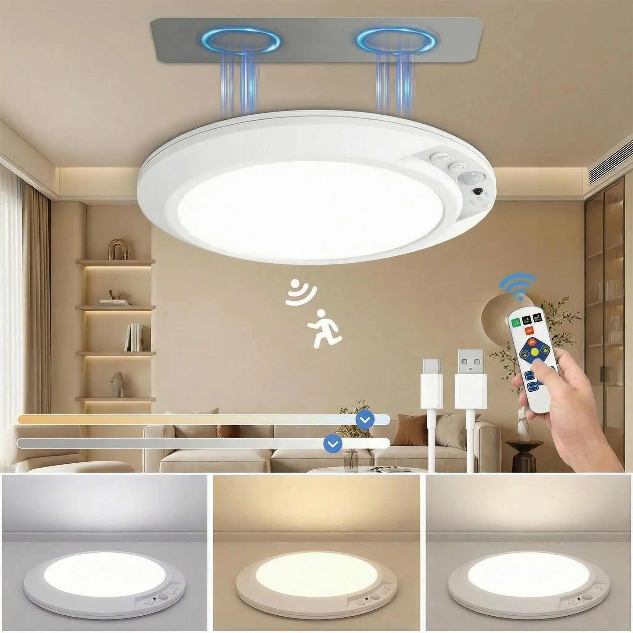 Wireless Magnetic Sensor Light, Home Lighting, Ceiling Lamp, LED Ceiling Lights, Hallway Light Fixtures, LED Pendant Light with Remote Control, Magnetic Installation, Ideal for Corridors, Bedrooms, Entryways