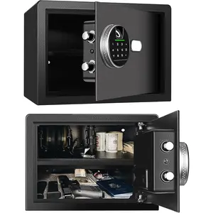 Biometric  Safe, Fingerprint  Safe Lock Box, Box for    Valuables, for /Office/Hotel, Black, 0.9 Cubic  (Metal Black, 13.75" x 13" x 9.85")