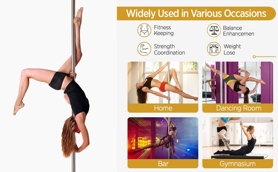 Yaheetech Professional 45mm Chrome Dance Pole with Adjustable Height & 2 Modes, Spinning Static Dancing Pole For Home, Height Adjustable 7'-9' H Yaheetech Professional 45mm Chrome Dance Pole with Adjustable Height & 2 Modes, Spinning Static Dancing Pole For Home, Height Adjustable 7'-9' H