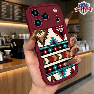 Southwestern Geometric Aztec Pattern Case for iPhone 17 16 15 14 Pro Max 13 12 11 XR XS Plus Air Slim Shockproof Anti Drop TPU Cover