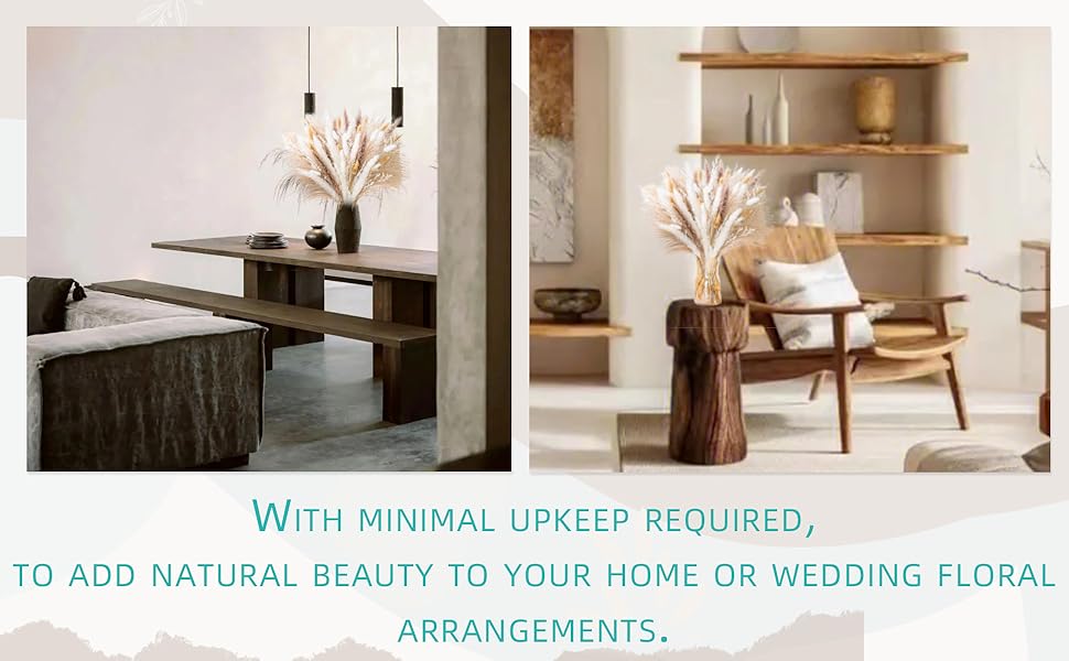 Natural Pampas Grass 8kind Grass Mix Bouquet | Dried Pampas Bouquet for Wedding Boho Flowers Home Table Desk Decor, Rustic Farmhouse Decor (93PCS)