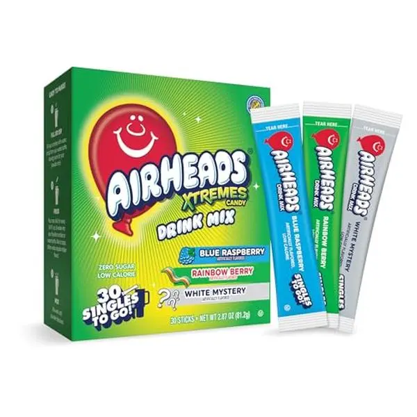 Singles To Go! Airheads Xtreme Drink Mix Variety Pack, Sugar Free, 30 Ct