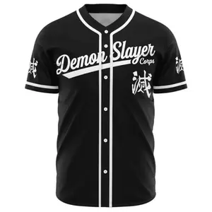 BaseMode Kamado Baseball Jersey Anime Character Loose Fit 100% Polyester V-Neck Short Sleeves Button-Up Front Closure