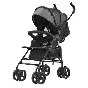 VEVOR Lightweight Stroller, Compact Easy Fold MultiPosition Recline Canopy Backrest, Carbon Steel Frame, Large Storage Basket, Cup Holder, Umbrella Toddler Baby Stroller for Travel, Dark Gray/Black