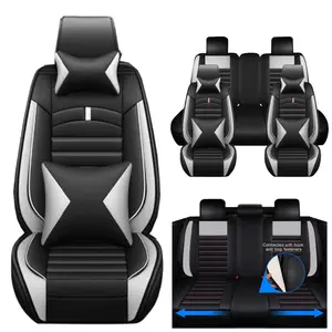 For Honda Accord Car Front Rear Seat Cover Full Set Premium Napa PU Leather Vehicle 5 Seat Protector Mat Breathable Cushion Pad Set with Storage Bag, with 2pcs Head Pillow and 2pcs Waist Pillow, Waterproof - Valentine's Day Gift For Lover