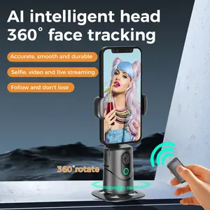 2024 New enhanced version  360 Auto Rotating Face Tracking Phone Holder Tripod, Rechargeable Camera Mount with Gesture Control, automatic rotation，Human Face Tracking Lock & Remote Shutter for Vlogging, Live Streaming, TikTok Accessories Selfie Cellphone