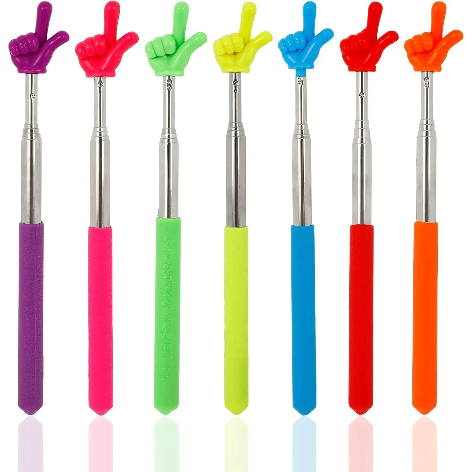 7 count Telescopic Teachers Pointer, Extendable Hand Pointer Stick for Classroom, Presentation, Blackboard, Retractable Metal Pointer for Teachers and Presenters (Multiple Colours)