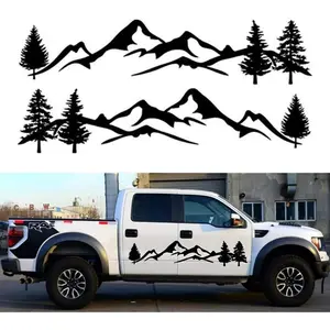 2PCS Car Side Body Stickers Mountain Tree Forest Graphic Decals DIY Vinyl Sticker Decals for Car Truck SUV RV Camper Trailer, 77.95''x15.74''