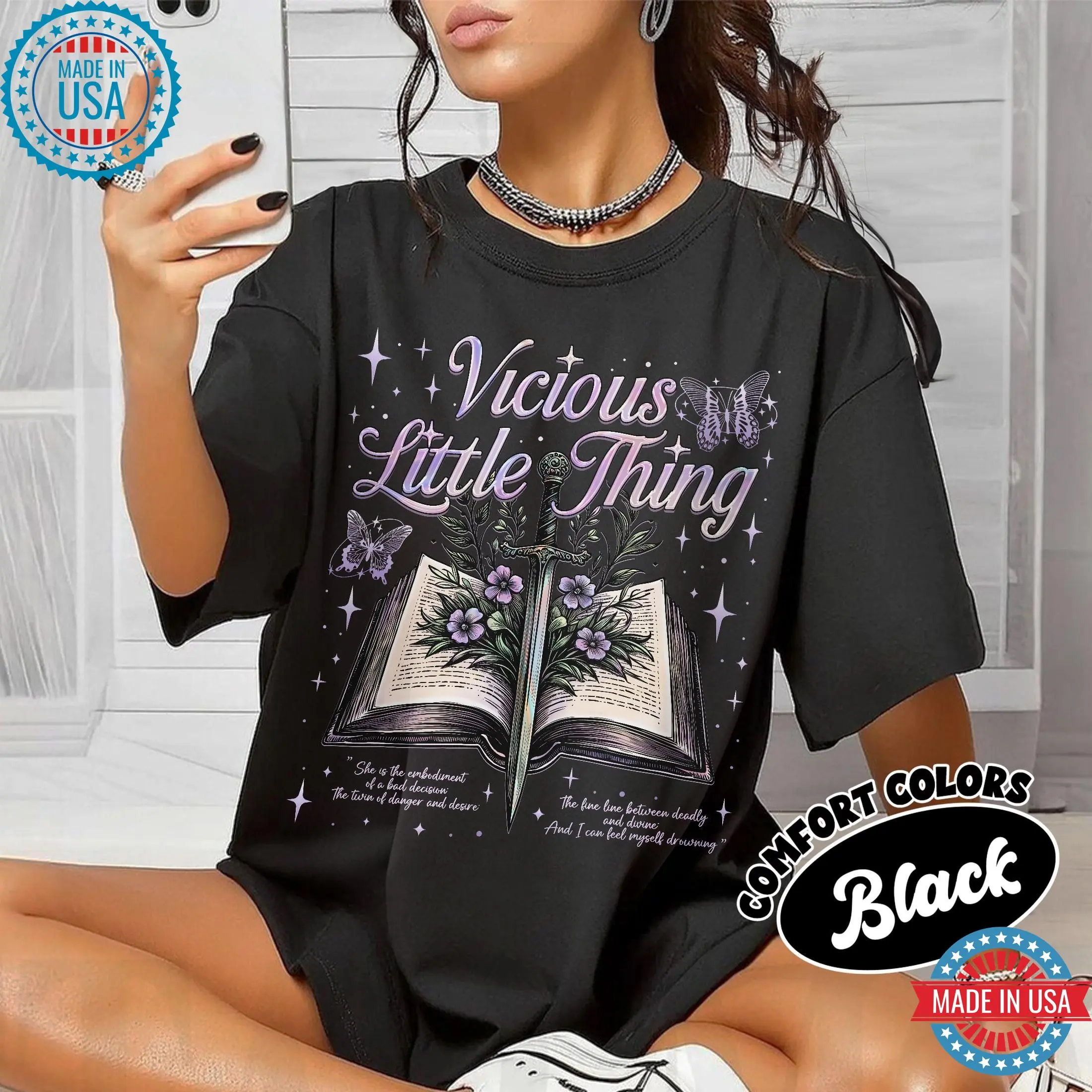 [Sale Up To 50%] Powerless Vicious Little Thing Comfort Colors Shirt, Powerless Series Shirt, Kai Azer Paedyn Gray Fan Shirt, Fantasy Bookish Tee, Graphic Streetwear T-shirt