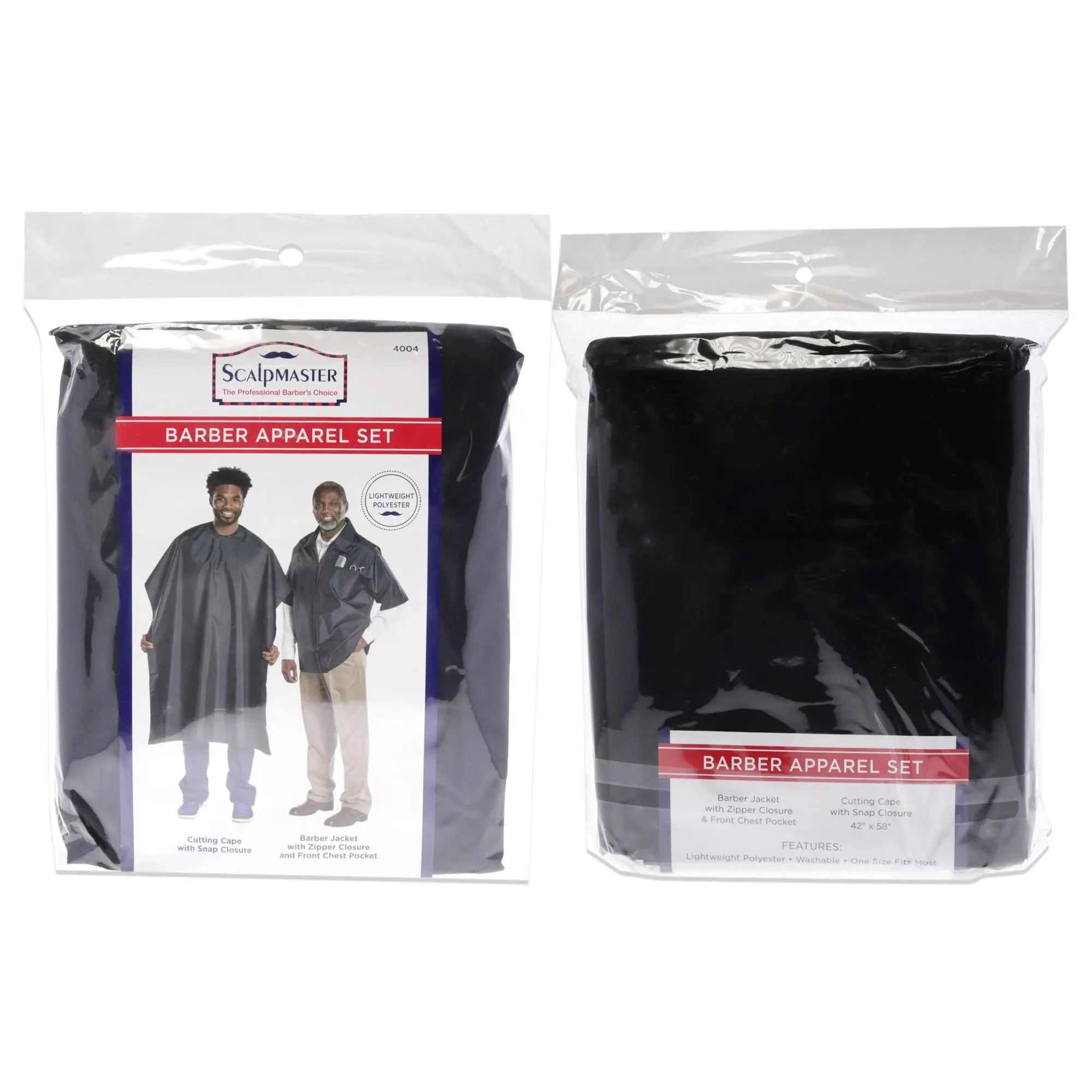 Barber Jacket and Cutting Cap Set - Black by Scalpmaster for Unisex - 2 Pc Barber Jacket, Cutting Cape