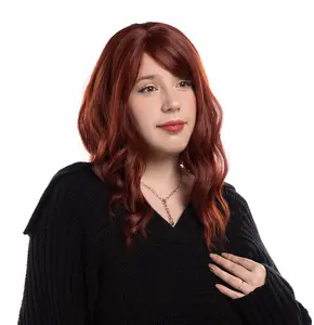 18-Inch Solid Mahogany Gentle Curled Waves Synthetic Wig | 【Heat Resistant】【Cap Included】 | FSGB