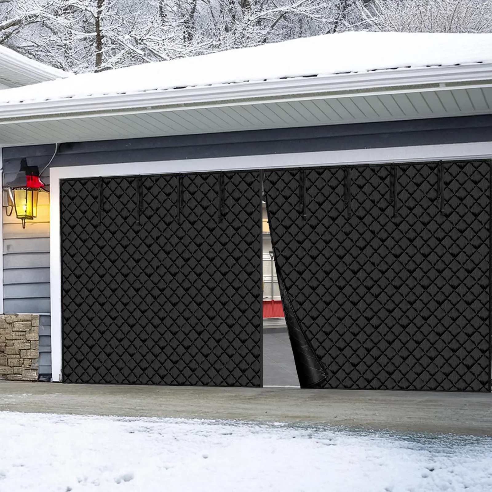 【Summerfinds】VEVOR Garage Door Screen for Winter 16x7FTGarage Door Insulation KitMagnetic Thermal Insulated Door Curtain with 300D Oxford Fabric Heavy Duty Weighted BottomEasy Assembly for Garage Door