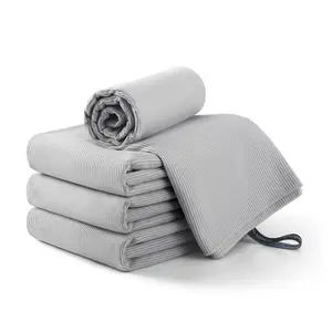 ECOLOOK 4 Pack Microfiber Beach Towels with Loop, 62x31 Inch Sand Free Quick Dry Camping Towels for Beach, Travel, Gym, Picnic-Blue