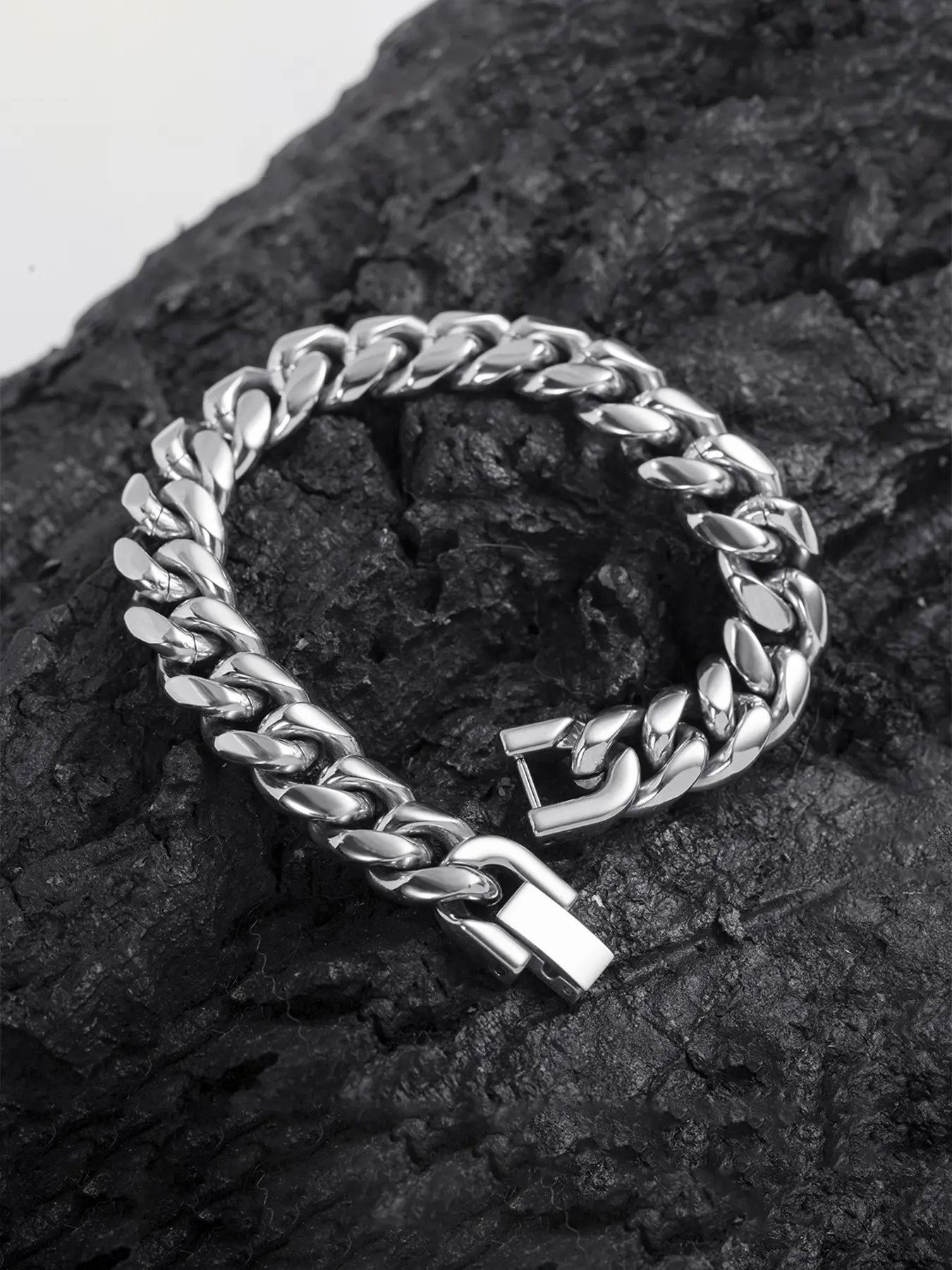 1 ICED CHICS 10MM titanium steel Guba bracelet, Chunky Chain Bracelet, Cuban Chain Bracelet, Trendy Bangle, Jewelry Bracelet, Fashion Bracelet, hip-hop street style, heavy metal feel, party, band, rock, gift