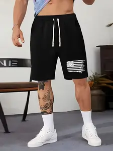 Men's "Distressed American Flag" Athletic Shorts - Patriotic Streetwear Vibe, Distressed Flag Print, Soft Breathable Fabric, Perfect for Gym Training, Casual Hangouts, Fourth of July & Gift Giving, Bold Statement Shorts for Patriotic Men