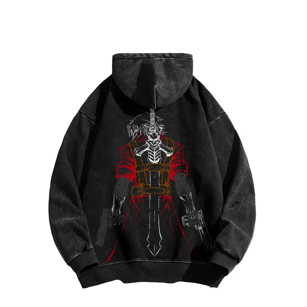 Devil May Cry Dante Sparda's Son Popular Anime, Comics, Games Retro Pure Cotton Double-Sided Washed Sweatshirt Street wear Patterned Hooded Sweatshirt
